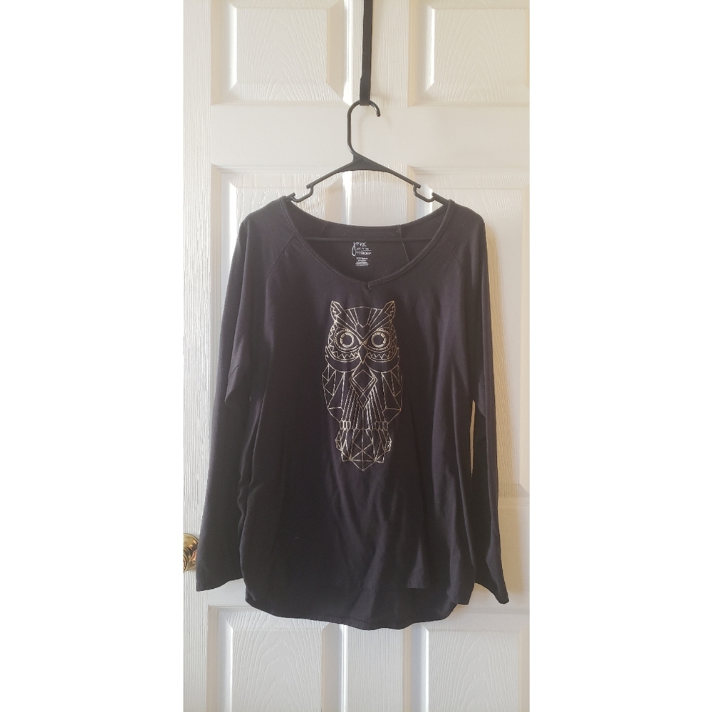 Black Long Sleeve with Gold Owl